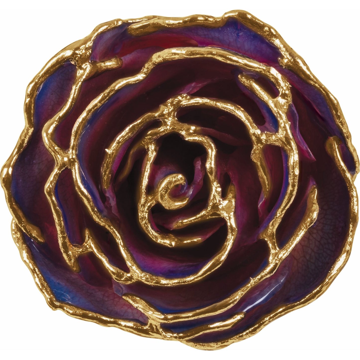 Preserved Purple & Pink Rose with 24K Gold Trim for Luxury Home Decor