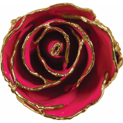 Preserved Magenta Rose with 24K Gold Trim for Luxury Home Decor